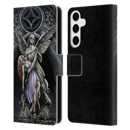 Sarah Richter Gothic Stone Angel With Skull Leather Book Wallet Case Cover For Samsung Galaxy S24+ 5G