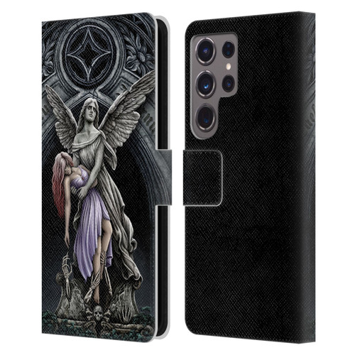 Sarah Richter Gothic Stone Angel With Skull Leather Book Wallet Case Cover For Samsung Galaxy S24 Ultra 5G