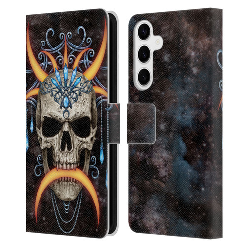 Sarah Richter Skulls Jewelry And Crown Universe Leather Book Wallet Case Cover For Samsung Galaxy S24+ 5G