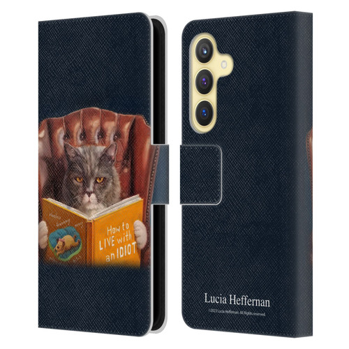 Lucia Heffernan Art Cat Self Help Leather Book Wallet Case Cover For Samsung Galaxy S24 5G