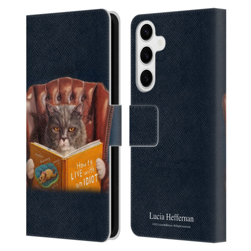 Lucia Heffernan Art Cat Self Help Leather Book Wallet Case Cover For Samsung Galaxy S24+ 5G