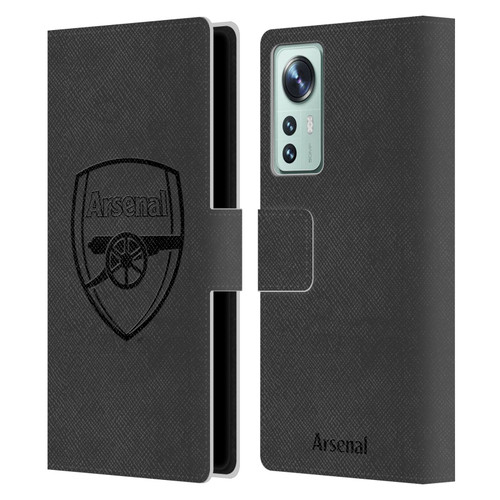 Arsenal FC Crest 2 Black Logo Leather Book Wallet Case Cover For Xiaomi 12