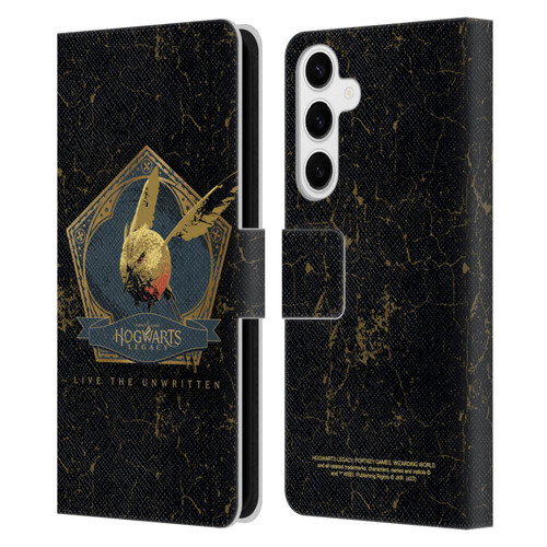 Hogwarts Legacy Graphics Golden Snidget Leather Book Wallet Case Cover For Samsung Galaxy S24+ 5G