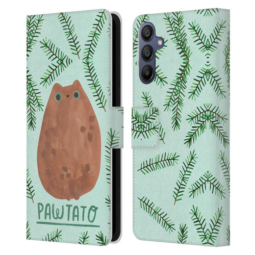 Planet Cat Puns Pawtato Leather Book Wallet Case Cover For Samsung Galaxy A15