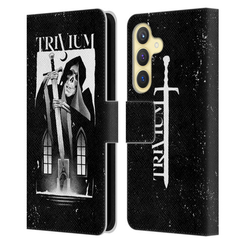 Trivium Graphics Skeleton Sword Leather Book Wallet Case Cover For Samsung Galaxy S24 5G