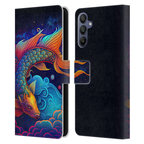 Wumples Cosmic Animals Clouded Koi Fish Leather Book Wallet Case Cover For Samsung Galaxy A15