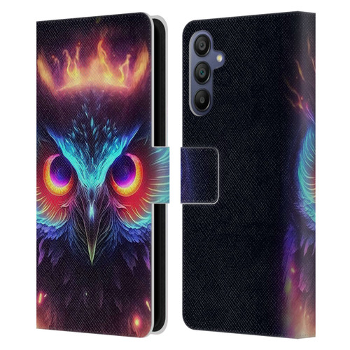 Wumples Cosmic Animals Owl Leather Book Wallet Case Cover For Samsung Galaxy A15