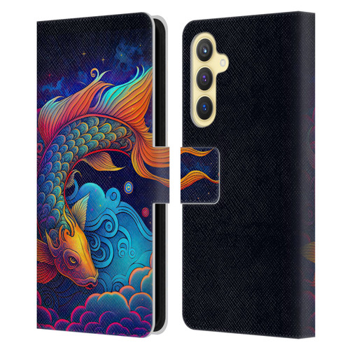 Wumples Cosmic Animals Clouded Koi Fish Leather Book Wallet Case Cover For Samsung Galaxy S23 FE 5G
