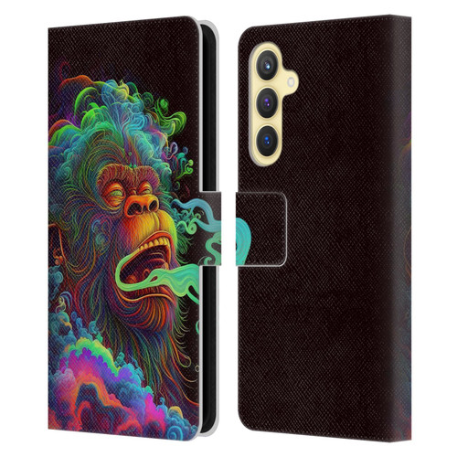 Wumples Cosmic Animals Clouded Monkey Leather Book Wallet Case Cover For Samsung Galaxy S23 FE 5G