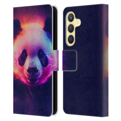 Wumples Cosmic Animals Panda Leather Book Wallet Case Cover For Samsung Galaxy S24 5G