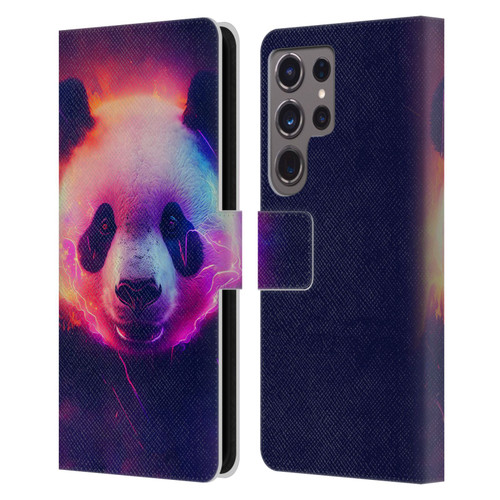 Wumples Cosmic Animals Panda Leather Book Wallet Case Cover For Samsung Galaxy S24 Ultra 5G