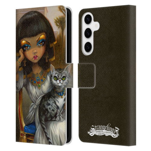 Strangeling Art Egyptian Girl with Cat Leather Book Wallet Case Cover For Samsung Galaxy S24+ 5G