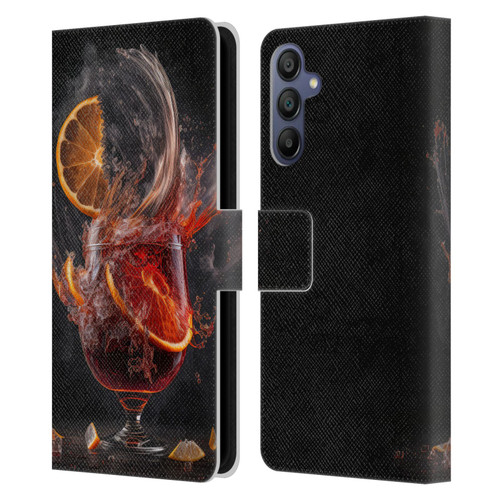 Spacescapes Cocktails Gin Explosion, Negroni Leather Book Wallet Case Cover For Samsung Galaxy A15