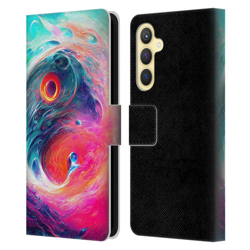 Wumples Cosmic Arts Blue And Pink Yin Yang Vortex Leather Book Wallet Case Cover For Samsung Galaxy S23 FE 5G