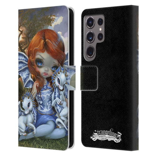 Strangeling Dragon Blue Willow Fairy Leather Book Wallet Case Cover For Samsung Galaxy S24 Ultra 5G