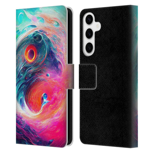 Wumples Cosmic Arts Blue And Pink Yin Yang Vortex Leather Book Wallet Case Cover For Samsung Galaxy S24+ 5G