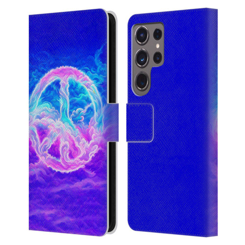 Wumples Cosmic Arts Clouded Peace Symbol Leather Book Wallet Case Cover For Samsung Galaxy S24 Ultra 5G