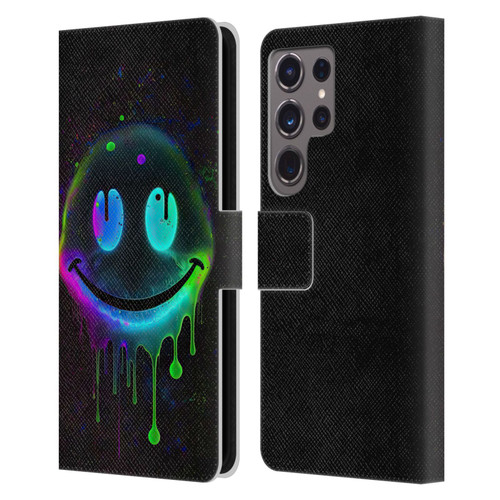 Wumples Cosmic Arts Drip Smiley Leather Book Wallet Case Cover For Samsung Galaxy S24 Ultra 5G