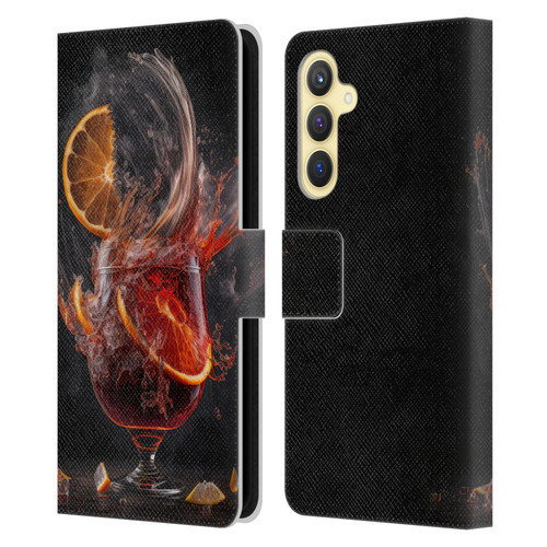 Spacescapes Cocktails Gin Explosion, Negroni Leather Book Wallet Case Cover For Samsung Galaxy S23 FE 5G