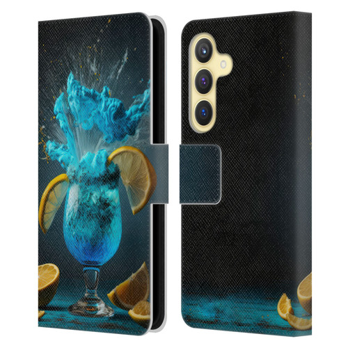 Spacescapes Cocktails Blue Lagoon Explosion Leather Book Wallet Case Cover For Samsung Galaxy S24 5G