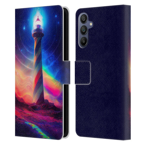 Wumples Cosmic Universe Lighthouse Leather Book Wallet Case Cover For Samsung Galaxy A15