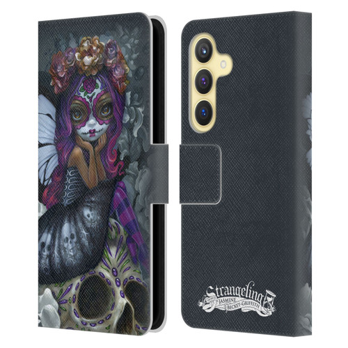 Strangeling Fairy Art Day of Dead Skull Leather Book Wallet Case Cover For Samsung Galaxy S24 5G