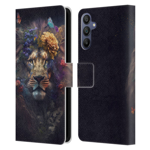 Spacescapes Floral Lions Flowering Pride Leather Book Wallet Case Cover For Samsung Galaxy A15