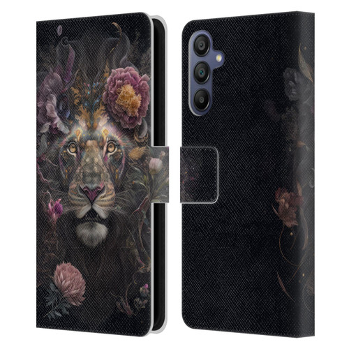 Spacescapes Floral Lions Pride Leather Book Wallet Case Cover For Samsung Galaxy A15