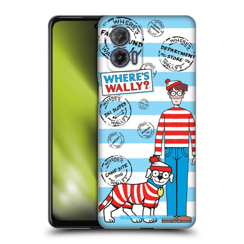 Where's Wally? Graphics Stripes Blue Soft Gel Case for Motorola Moto G73 5G