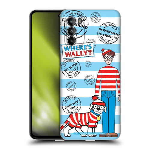 Where's Wally? Graphics Stripes Blue Soft Gel Case for Motorola Moto G82 5G