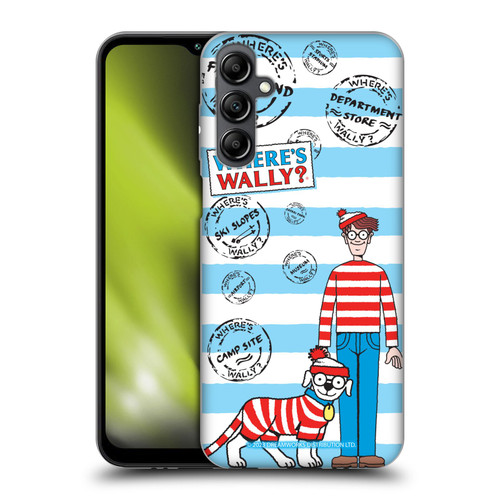 Where's Wally? Graphics Stripes Blue Soft Gel Case for Samsung Galaxy M14 5G