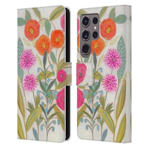 Suzanne Allard Floral Art Joyful Garden Plants Leather Book Wallet Case Cover For Samsung Galaxy S24 Ultra 5G