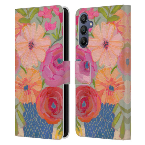 Suzanne Allard Floral Graphics Blue Diamond Leather Book Wallet Case Cover For Samsung Galaxy A15