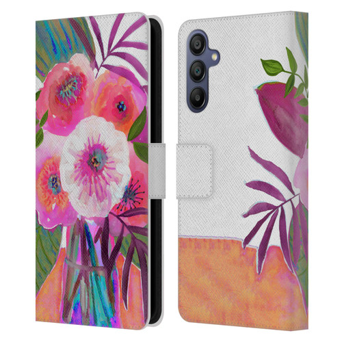 Suzanne Allard Floral Graphics Sunrise Bouquet Purples Leather Book Wallet Case Cover For Samsung Galaxy A15