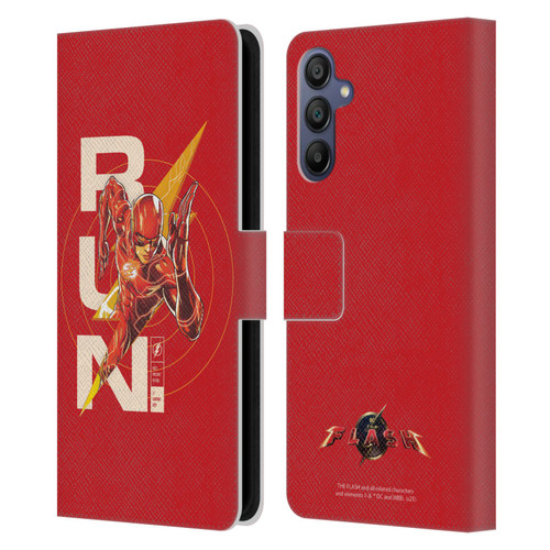 The Flash 2023 Graphics Barry Allen Run Leather Book Wallet Case Cover For Samsung Galaxy A15