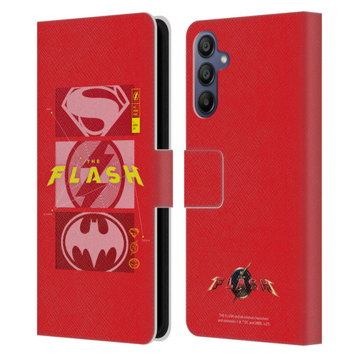 The Flash 2023 Graphics Superhero Logos Leather Book Wallet Case Cover For Samsung Galaxy A15