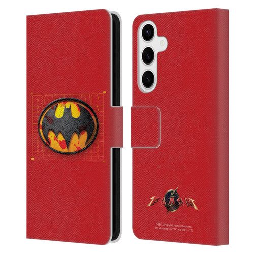 The Flash 2023 Graphics Batman Logo Leather Book Wallet Case Cover For Samsung Galaxy S24+ 5G