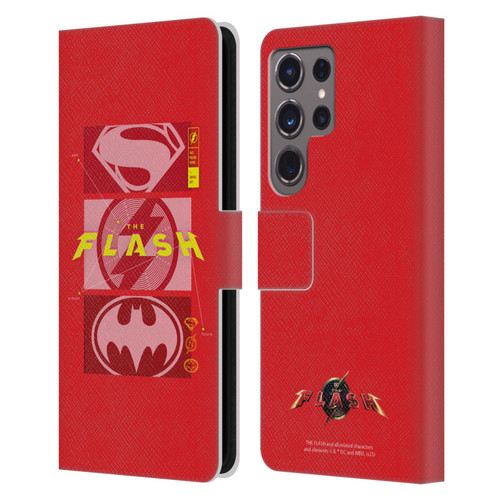 The Flash 2023 Graphics Superhero Logos Leather Book Wallet Case Cover For Samsung Galaxy S24 Ultra 5G