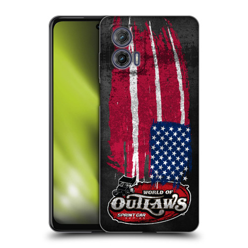World of Outlaws Western Graphics US Flag Distressed Soft Gel Case for Motorola Moto G73 5G