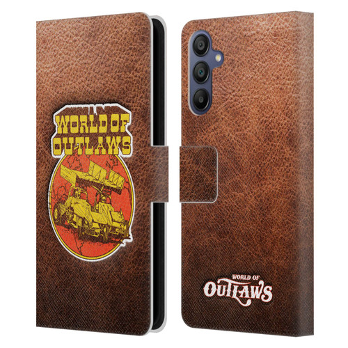 World of Outlaws Western Graphics Sprint Car Leather Print Leather Book Wallet Case Cover For Samsung Galaxy A15
