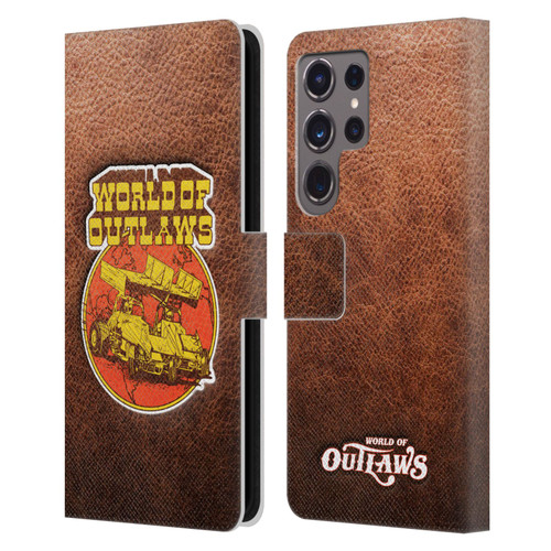World of Outlaws Western Graphics Sprint Car Leather Print Leather Book Wallet Case Cover For Samsung Galaxy S24 Ultra 5G