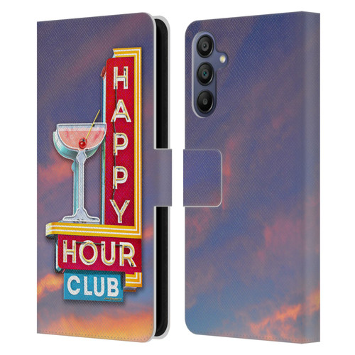 Larry Grossman Retro Collection Happy Hour Club Leather Book Wallet Case Cover For Samsung Galaxy A15