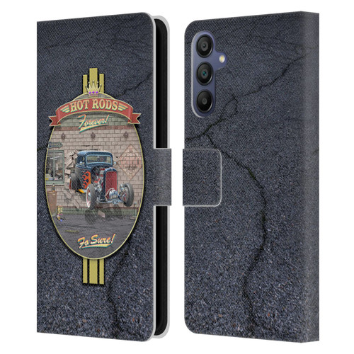 Larry Grossman Retro Collection Hot Rods Forever Leather Book Wallet Case Cover For Samsung Galaxy A15