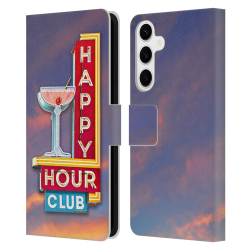 Larry Grossman Retro Collection Happy Hour Club Leather Book Wallet Case Cover For Samsung Galaxy S24+ 5G