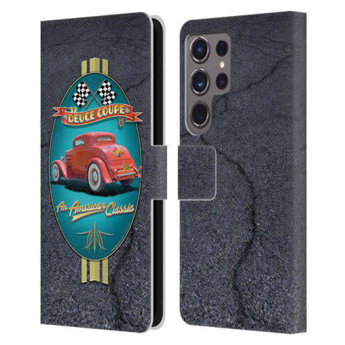 Larry Grossman Retro Collection Deuce Coupe Classic Leather Book Wallet Case Cover For Samsung Galaxy S24 Ultra 5G