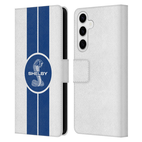 Shelby Car Graphics 1965 427 S/C White Leather Book Wallet Case Cover For Samsung Galaxy S24+ 5G
