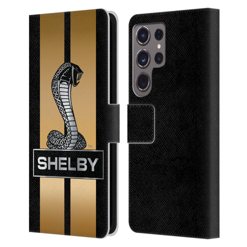 Shelby Car Graphics Gold Leather Book Wallet Case Cover For Samsung Galaxy S24 Ultra 5G