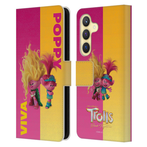Trolls 3: Band Together Art Half Leather Book Wallet Case Cover For Samsung Galaxy S24 5G