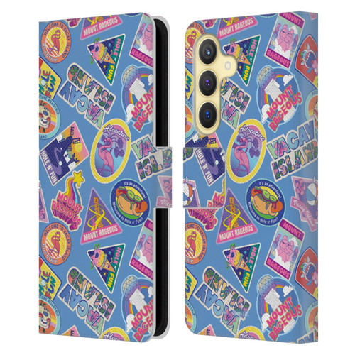 Trolls 3: Band Together Art Pattern Blue Leather Book Wallet Case Cover For Samsung Galaxy S24 5G