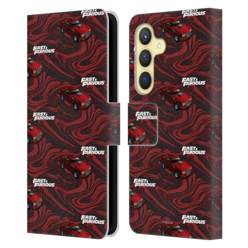 Fast & Furious Franchise Car Pattern Red Leather Book Wallet Case Cover For Samsung Galaxy S24 5G